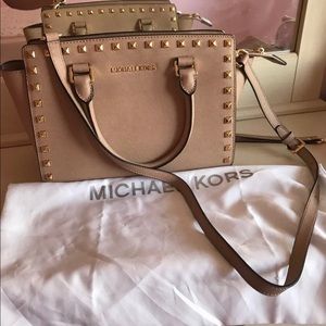 Michael Kors Studded Safiano Blush Purse